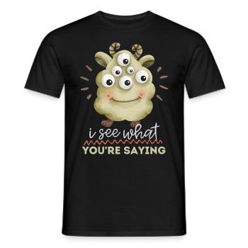 Lustiges-Monster Zombie-Monster mit Augen, Spruch - Männer T-Shirt - Schwarz - Vorne - AI Model Male 178 light (178cm)
