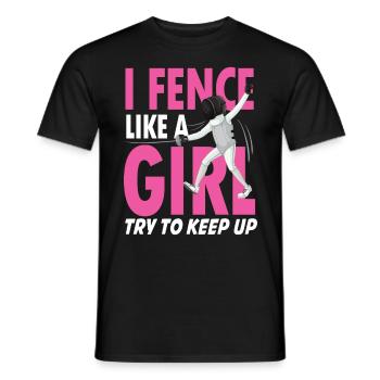 I Fence Try To Keep Up für einen Fechterin - Männer T-Shirt - Schwarz - Vorne - AI Model Male 178 light (178cm)