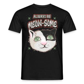 Chat avec des étoiles, drôle de dicton, jeu de mots - T-shirt homme - noir - Devant - AI Model Male 178 light (178cm)