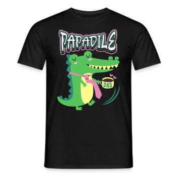 Papa father, crocodile crocodile saying Father's Day - Men's T-Shirt - black - Front - AI Model Male 178 light (178cm)