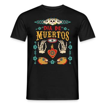 Dia-de-Muertos, Mexiko, Sugar-Skull, Skelett Hände - Männer T-Shirt - Schwarz - Vorne - AI Model Male 178 light (178cm)