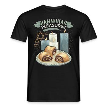 Hanukkah Festival of Lights with Candles and Rugelach - Men's T-Shirt - black - Front - AI Model Male 178 light (178cm)
