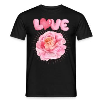 Love love, Valentine's Day, balloons, rose motif - Men's T-Shirt - black - Front - AI Model Male 178 light (178cm)