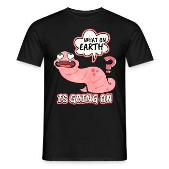 earthworm, funny worm, saying, pun, pun - Men's T-Shirt - black - Front - AI Model Male 178 light (178cm)