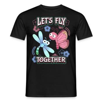 Cartoon-Schmetterling, Valentinstag, Liebe-Love - Männer T-Shirt - Schwarz - Vorne - AI Model Male 178 light (178cm)