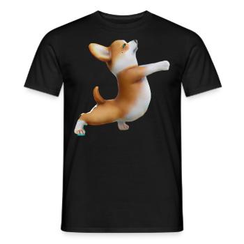 Corgi dog in yoga pose - Men's T-Shirt - black - Front - AI Model Male 178 light (178cm)