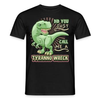 Funny saying T-Rex dinosaur, dinosaur, comic - Men's T-Shirt - black - Front - AI Model Male 178 light (178cm)
