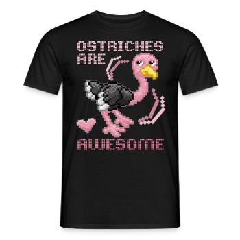 Ostrich, bird ostrich funny saying pixel bouquet - Men's T-Shirt - black - Front - AI Model Male 178 light (178cm)