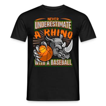 Basketball funny Rhinoceros, Rhino saying - Men's T-Shirt - black - Front - AI Model Male 178 light (178cm)