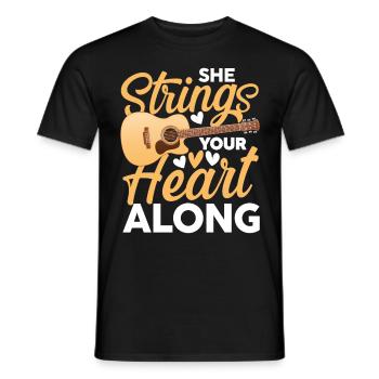 She Strings Your Heart Along - Männer T-Shirt - Schwarz - Vorne - AI Model Male 178 light (178cm)