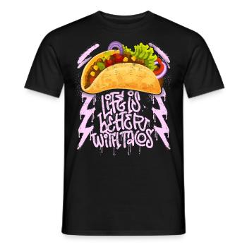 Tacos disant que la vie est meilleure avec des tacos style grunge - T-shirt homme - noir - Devant - AI Model Male 178 light (178cm)