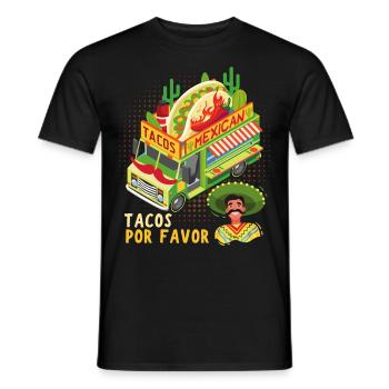 Tacos Mexican Food Truck Saying Sombrero Hat - Men's T-Shirt - black - Front - AI Model Male 178 light (178cm)