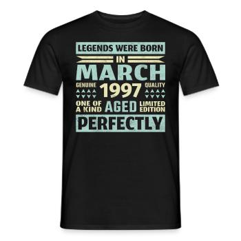 26. Geburtstag März Jahrgang 1997 Vintage - Männer T-Shirt - Schwarz - Vorne - AI Model Male 178 light (178cm)