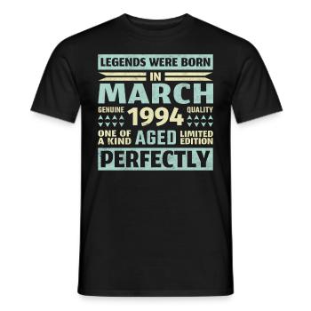 29th birthday March Vintage 1994 Vintage - Men's T-Shirt - black - Front - AI Model Male 178 light (178cm)