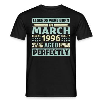 27th birthday March Vintage 1996 Vintage - Men's T-Shirt - black - Front - AI Model Male 178 light (178cm)