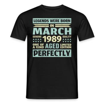 34. Geburtstag März Jahrgang 1989 Vintage - Männer T-Shirt - Schwarz - Vorne - AI Model Male 178 light (178cm)