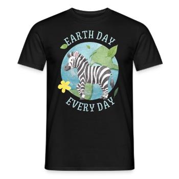 Earth Day Every Day, Spruch mit Zebra Umweltschutz - Männer T-Shirt - Schwarz - Vorne - AI Model Male 178 light (178cm)