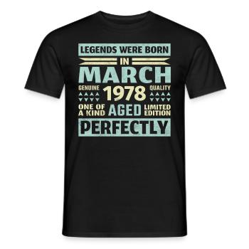 45th birthday March Vintage 1978 Vintage - Men's T-Shirt - black - Front - AI Model Male 178 light (178cm)