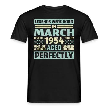 69th birthday March Vintage 1954 Vintage - Men's T-Shirt - black - Front - AI Model Male 178 light (178cm)