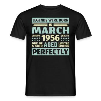 67. Geburtstag März Jahrgang 1956 Vintage - Männer T-Shirt - Schwarz - Vorne - AI Model Male 178 light (178cm)