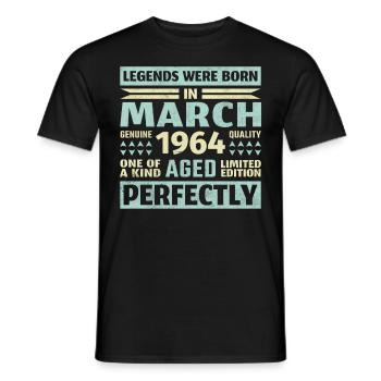 59th birthday March Vintage 1964 Vintage - Men's T-Shirt - black - Front - AI Model Male 178 light (178cm)