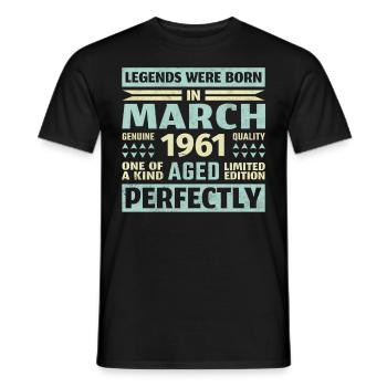 62ème anniversaire Mars Millésime 1961 Millésime - T-shirt homme - noir - Devant - AI Model Male 178 light (178cm)