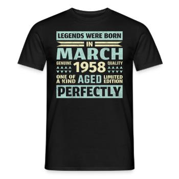 65th birthday March Born 1958 Vintage - Men's T-Shirt - black - Front - AI Model Male 178 light (178cm)