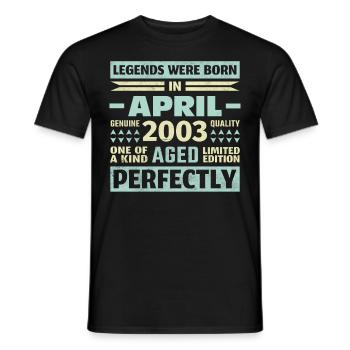 20ème anniversaire Avril Millésime 2003 Millésime - T-shirt homme - noir - Devant - AI Model Male 178 light (178cm)