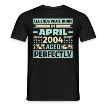 19. Geburtstag April Jahrgang 2004 Vintage - Männer T-Shirt - Schwarz - Vorne - AI Model Male 178 light (178cm)