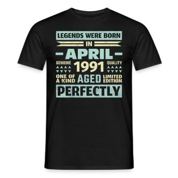 32ème anniversaire Avril Millésime 1991 Millésime - T-shirt homme - noir - Devant - AI Model Male 178 light (178cm)