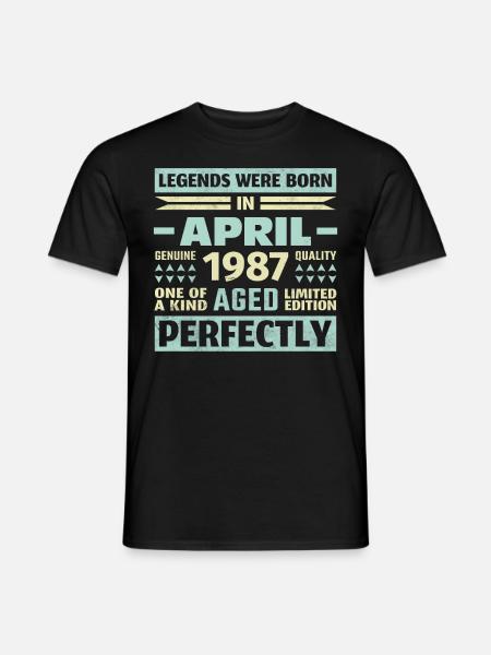 36. Geburtstag April Jahrgang 1987 Vintage - Männer T-Shirt - Schwarz