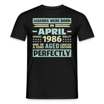 37th birthday April Vintage 1986 Vintage - Men's T-Shirt - black - Front - AI Model Male 178 light (178cm)