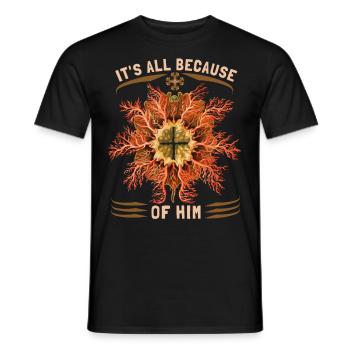 Jesus Christ, vintage illustration with starfish - Men's T-Shirt - black - Front - AI Model Male 178 light (178cm)