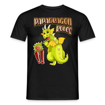 Papa-Drache, Papadragon, lustiger Vatertag Spruch - Männer T-Shirt - Schwarz - Vorne - AI Model Male 178 light (178cm)