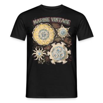 Vintage Ocean, étoile de mer botanique, mandala antique - T-shirt homme - noir - Devant - AI Model Male 178 light (178cm)
