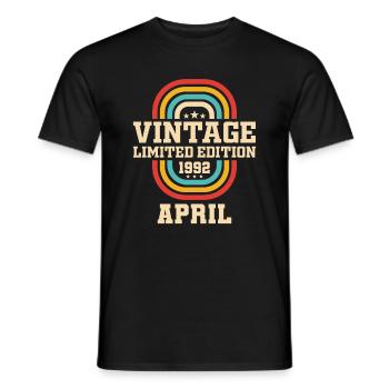 31st birthday April Vintage 1992 Vintage - Men's T-Shirt - black - Front - AI Model Male 178 light (178cm)
