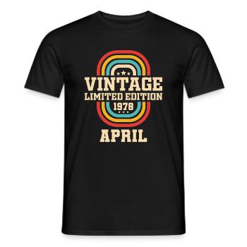 45th birthday April Vintage 1978 Vintage - Men's T-Shirt - black - Front - AI Model Male 178 light (178cm)