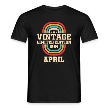 69th Birthday April Vintage 1954 Vintage - Men's T-Shirt - black - Front - AI Model Male 178 light (178cm)