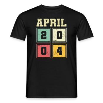 19th birthday April Vintage 2004 Vintage - Men's T-Shirt - black - Front - AI Model Male 178 light (178cm)