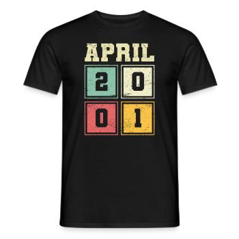 22. Geburtstag April Jahrgang 2001 Vintage - Männer T-Shirt - Schwarz - Vorne - AI Model Male 178 light (178cm)