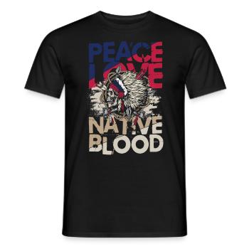 Peace Love Native Blood für Ureinwohner Amerikas - Männer T-Shirt - Schwarz - Vorne - AI Model Male 178 light (178cm)