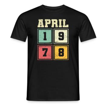 45th birthday April Vintage 1978 Vintage - Men's T-Shirt - black - Front - AI Model Male 178 light (178cm)