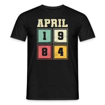 39ème Anniversaire Avril Millésime 1984 - T-shirt homme - noir - Devant - AI Model Male 178 light (178cm)