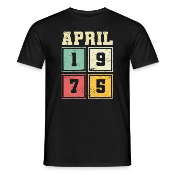 48ème anniversaire Avril Millésime 1975 Millésime - T-shirt homme - noir - Devant - AI Model Male 178 light (178cm)