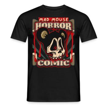 Funny Horror Mouse, Comic, Poster Skull Mad Mouse - Men's T-Shirt - black - Front - AI Model Male 178 light (178cm)