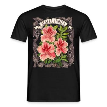 Azalea de fleurs vintage, Azalée Botanique Indica - T-shirt homme - noir - Devant - AI Model Male 178 light (178cm)