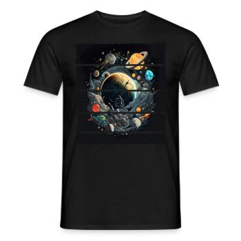 Space Planeten Astronaut für einen Kinder und - Männer T-Shirt - Schwarz - Vorne - AI Model Male 178 light (178cm)