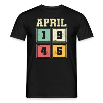 78th birthday April Vintage 1945 Vintage - Men's T-Shirt - black - Front - AI Model Male 178 light (178cm)
