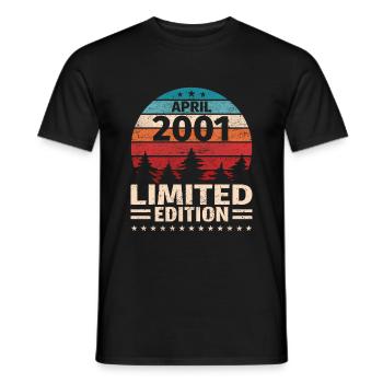 22. Geburtstag April Jahrgang 2001 Vintage - Männer T-Shirt - Schwarz - Vorne - AI Model Male 178 light (178cm)