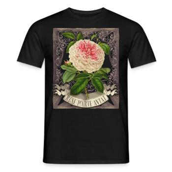 Vintage Rose Motif, Flower Rose Marie Avitat - Men's T-Shirt - black - Front - AI Model Male 178 light (178cm)